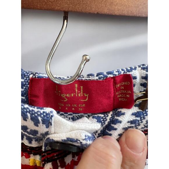 Tigerlily NWT Aztec Western Heavy Weave Shorts Blue Red Embroidered 4 | REVOLVE - Picture 7 of 13